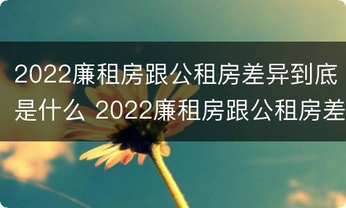 2022廉租房跟公租房差异到底是什么 2022廉租房跟公租房差异到底是什么意思