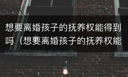 想要离婚孩子的抚养权能得到吗（想要离婚孩子的抚养权能得到吗知乎）