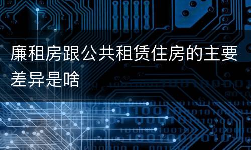 廉租房跟公共租赁住房的主要差异是啥