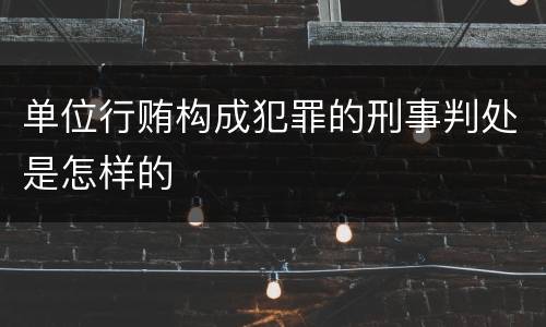 单位行贿构成犯罪的刑事判处是怎样的