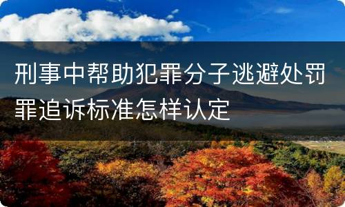 刑事中帮助犯罪分子逃避处罚罪追诉标准怎样认定