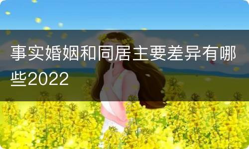 事实婚姻和同居主要差异有哪些2022