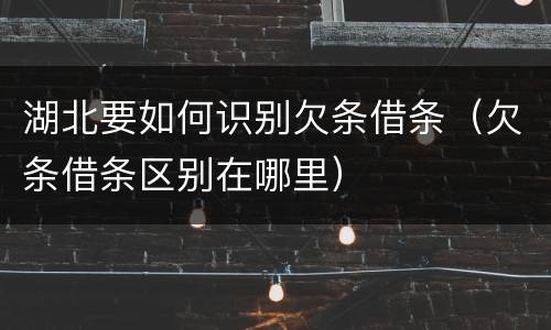 湖北要如何识别欠条借条（欠条借条区别在哪里）