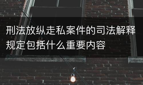 刑法放纵走私案件的司法解释规定包括什么重要内容