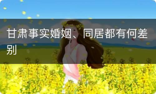 甘肃事实婚姻、同居都有何差别