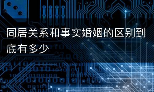 同居关系和事实婚姻的区别到底有多少