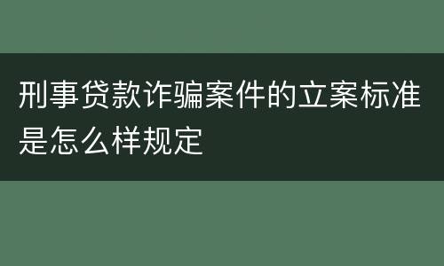刑事贷款诈骗案件的立案标准是怎么样规定