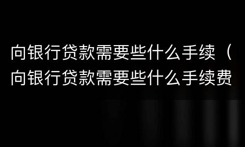 向银行贷款需要些什么手续（向银行贷款需要些什么手续费）