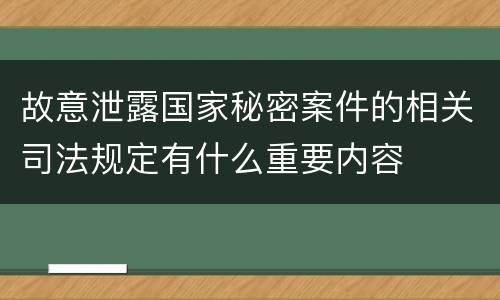 故意泄露国家秘密案件的相关司法规定有什么重要内容