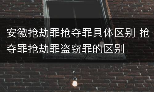 安徽抢劫罪抢夺罪具体区别 抢夺罪抢劫罪盗窃罪的区别