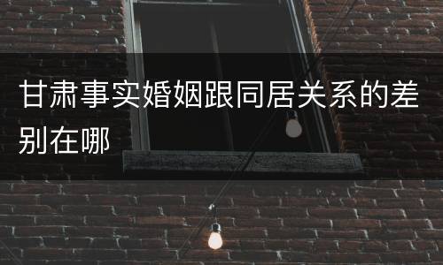 甘肃事实婚姻跟同居关系的差别在哪