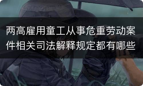 两高雇用童工从事危重劳动案件相关司法解释规定都有哪些