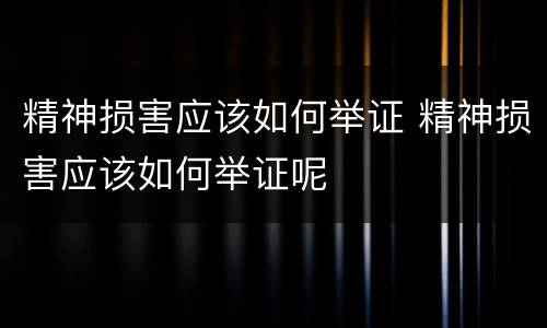 精神损害应该如何举证 精神损害应该如何举证呢