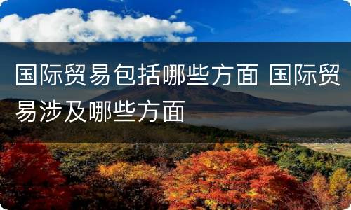 国际贸易包括哪些方面 国际贸易涉及哪些方面