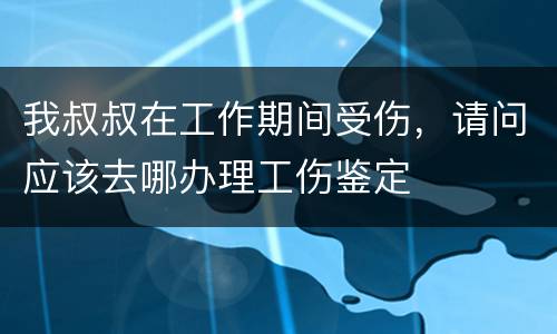 我叔叔在工作期间受伤，请问应该去哪办理工伤鉴定