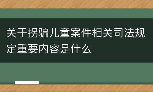 关于拐骗儿童案件相关司法规定重要内容是什么