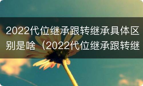 2022代位继承跟转继承具体区别是啥（2022代位继承跟转继承具体区别是啥呢）
