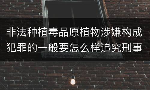 非法种植毒品原植物涉嫌构成犯罪的一般要怎么样追究刑事责任