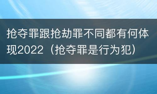 抢夺罪跟抢劫罪不同都有何体现2022（抢夺罪是行为犯）