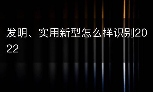 发明、实用新型怎么样识别2022