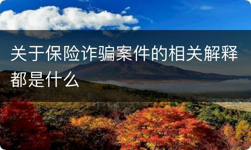 关于保险诈骗案件的相关解释都是什么