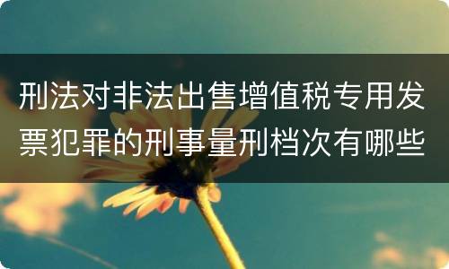 刑法对非法出售增值税专用发票犯罪的刑事量刑档次有哪些