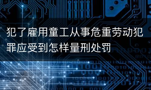犯了雇用童工从事危重劳动犯罪应受到怎样量刑处罚