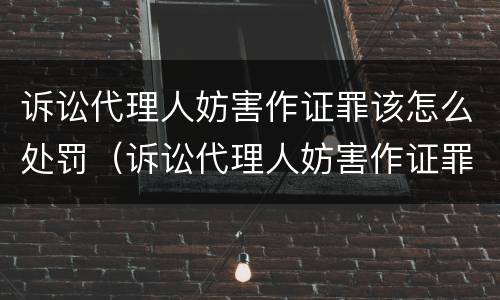 诉讼代理人妨害作证罪该怎么处罚（诉讼代理人妨害作证罪该怎么处罚对方）