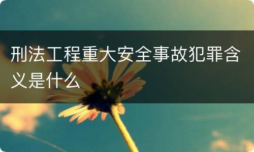 刑法工程重大安全事故犯罪含义是什么