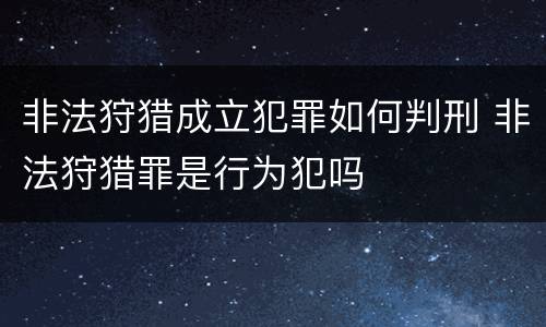 非法狩猎成立犯罪如何判刑 非法狩猎罪是行为犯吗