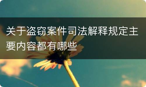 关于盗窃案件司法解释规定主要内容都有哪些