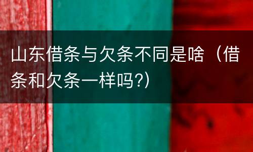 山东借条与欠条不同是啥（借条和欠条一样吗?）