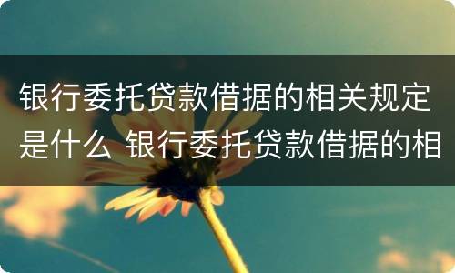 银行委托贷款借据的相关规定是什么 银行委托贷款借据的相关规定是什么