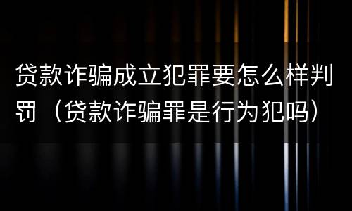 贷款诈骗成立犯罪要怎么样判罚（贷款诈骗罪是行为犯吗）