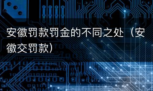 安徽罚款罚金的不同之处（安徽交罚款）