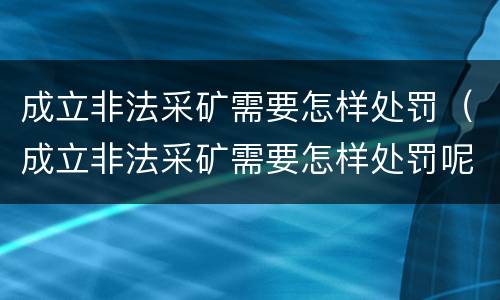 成立非法采矿需要怎样处罚（成立非法采矿需要怎样处罚呢）