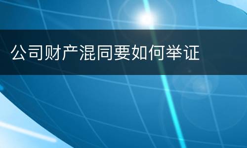 公司财产混同要如何举证