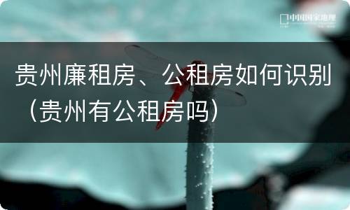 贵州廉租房、公租房如何识别（贵州有公租房吗）