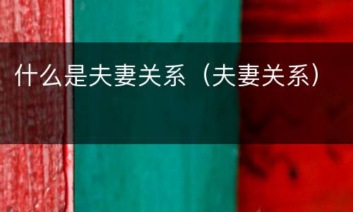 什么是夫妻关系（夫妻关系）