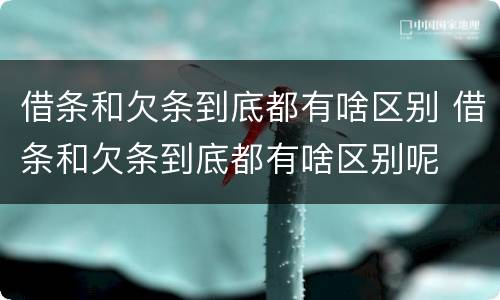 借条和欠条到底都有啥区别 借条和欠条到底都有啥区别呢