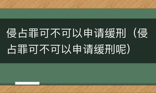 侵占罪可不可以申请缓刑（侵占罪可不可以申请缓刑呢）