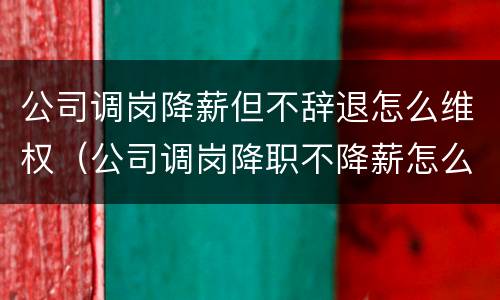 公司调岗降薪但不辞退怎么维权（公司调岗降职不降薪怎么索取赔偿）