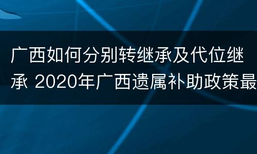 广西如何分别转继承及代位继承 2020年广西遗属补助政策最新