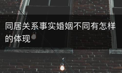 同居关系事实婚姻不同有怎样的体现