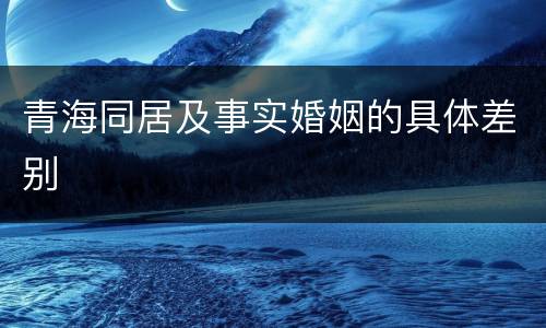 青海同居及事实婚姻的具体差别