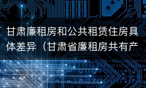 甘肃廉租房和公共租赁住房具体差异（甘肃省廉租房共有产权管理办法）
