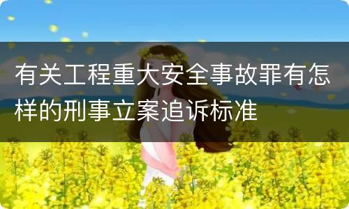 有关工程重大安全事故罪有怎样的刑事立案追诉标准