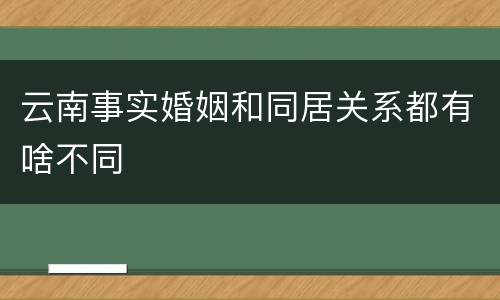 云南事实婚姻和同居关系都有啥不同