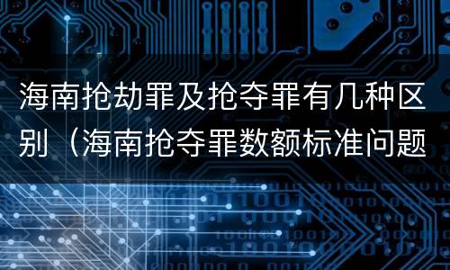 海南抢劫罪及抢夺罪有几种区别（海南抢夺罪数额标准问题的规定）