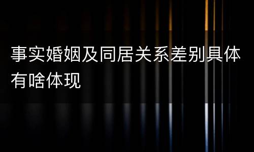 事实婚姻及同居关系差别具体有啥体现